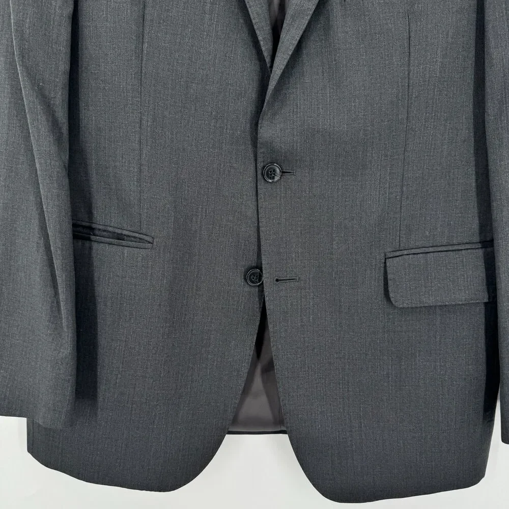 ERMENEGILDO ZEGNA Dark Gray Slim Fit Wool Silk 2 Button Blazer Jacket Size 42R